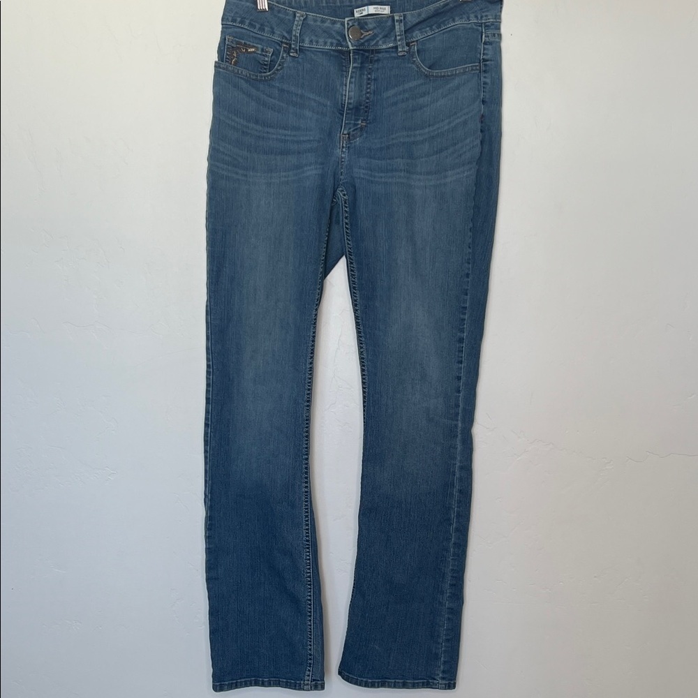 Riders by Lee Mid-Rise Bootcut Jeans Embroidered Pockets Size 12